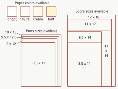 Many paper sizes and colors to choose from!